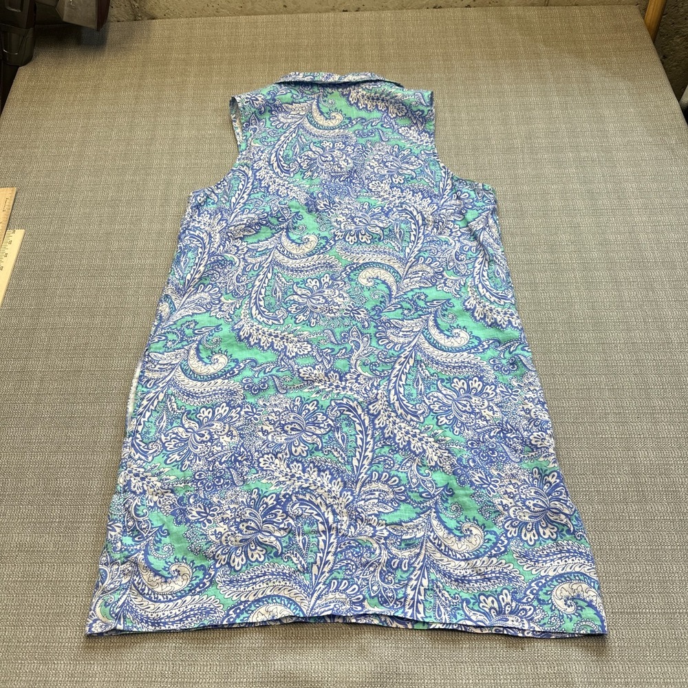 Cynthia Rowley Linen Paisley Shift Dress size 12 Coastal Sleeveless‎ Resort - Picture 3 of 7
